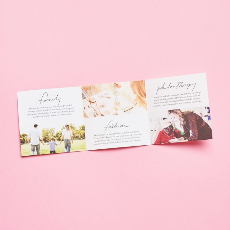 kendra scott promo card unfolded