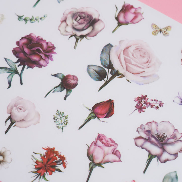 roses stickers up close