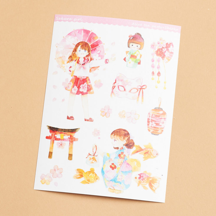 japanese illustrated girls sticker sheet