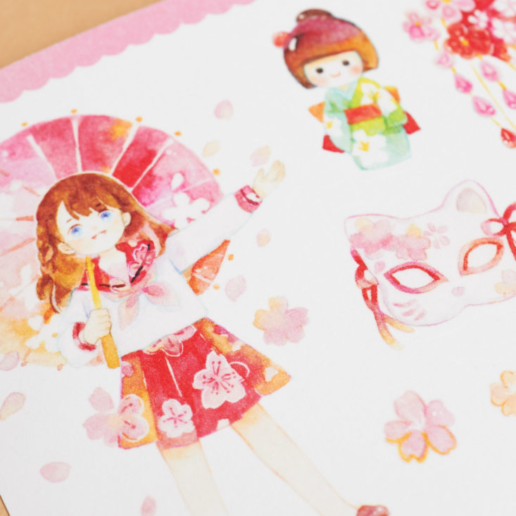 watercolor japanese illustrated girls stickers