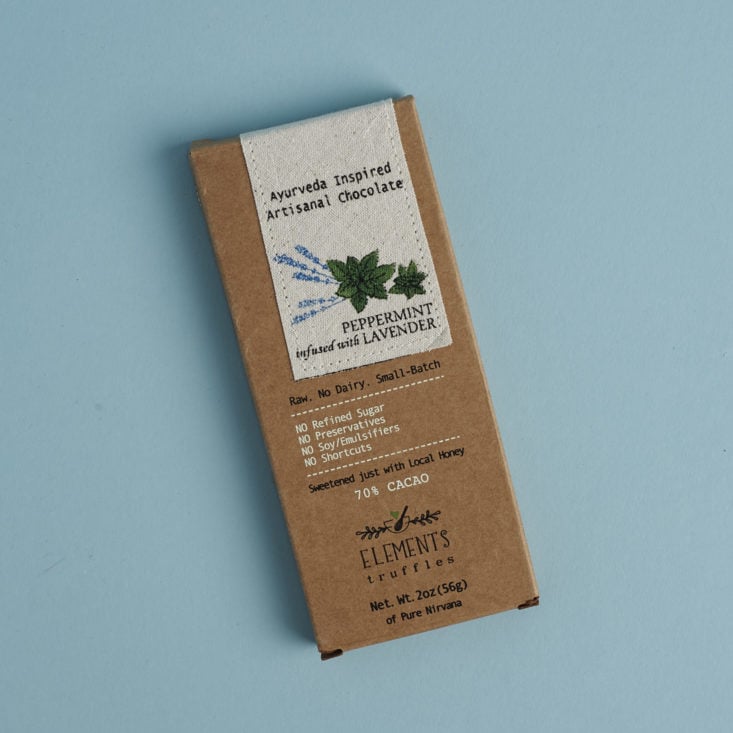 Elements Truffles Peppermint and Lavender Artisanal Chocolate Bar