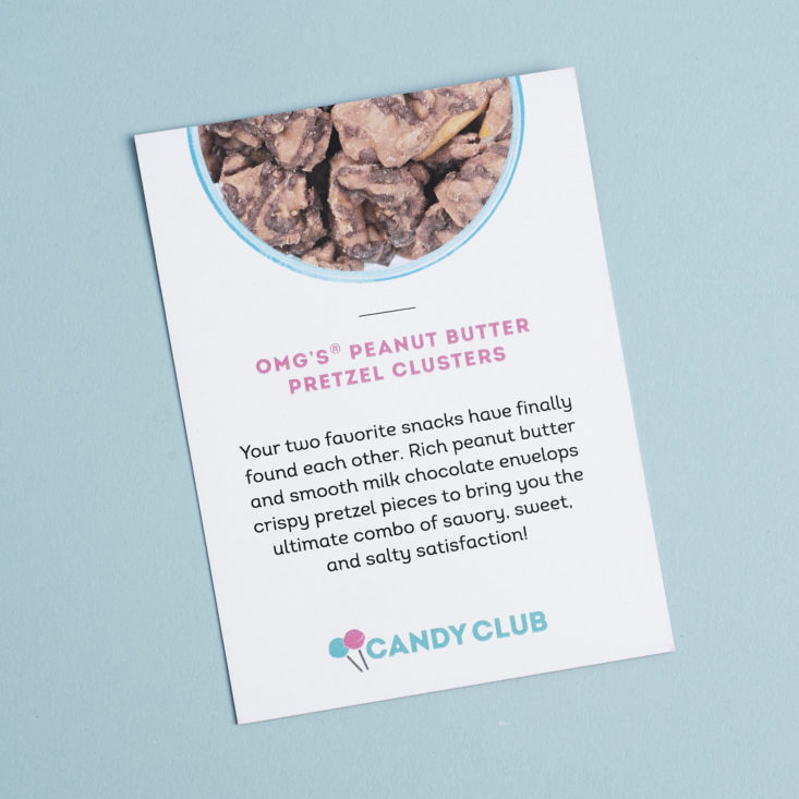 OMG's Peanut Butter Pretzel Clusters info card