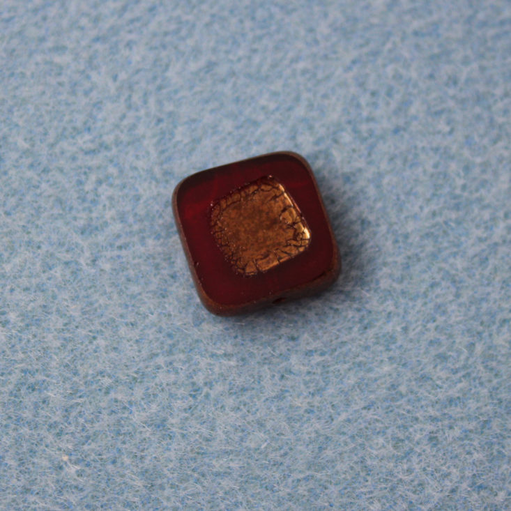 16 mm Czech Glass Table Cut Square in Opaque Red with Copper Luster (1 pc)