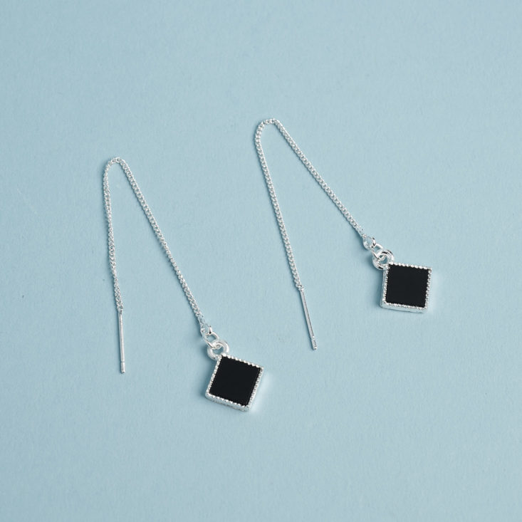 black and silver simple dangle earrings folded over