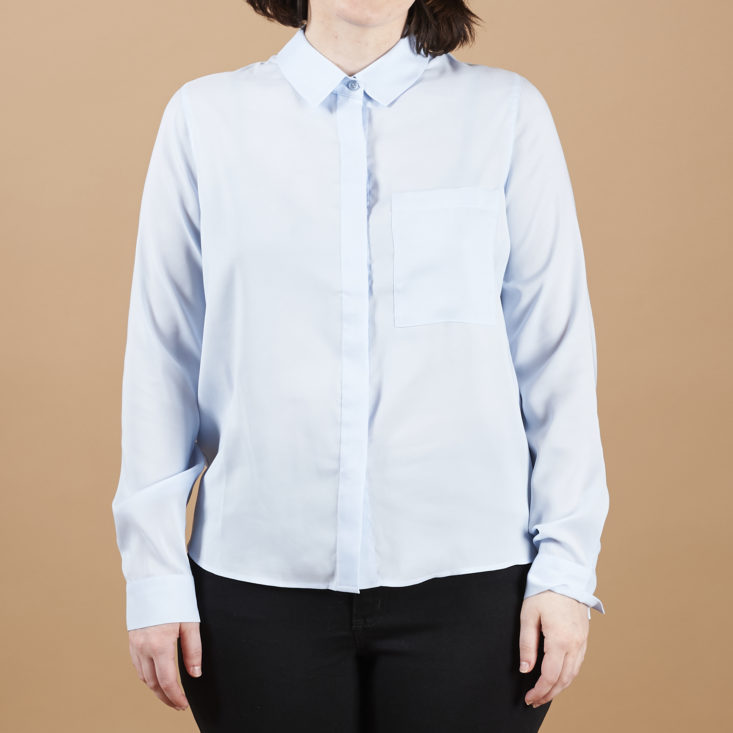 blue button down top by frank oak