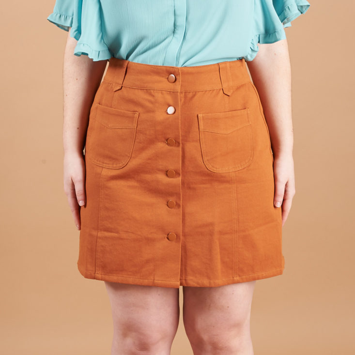 golden tote button skirt