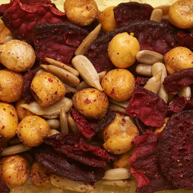 beet and garbanzo bean snack
