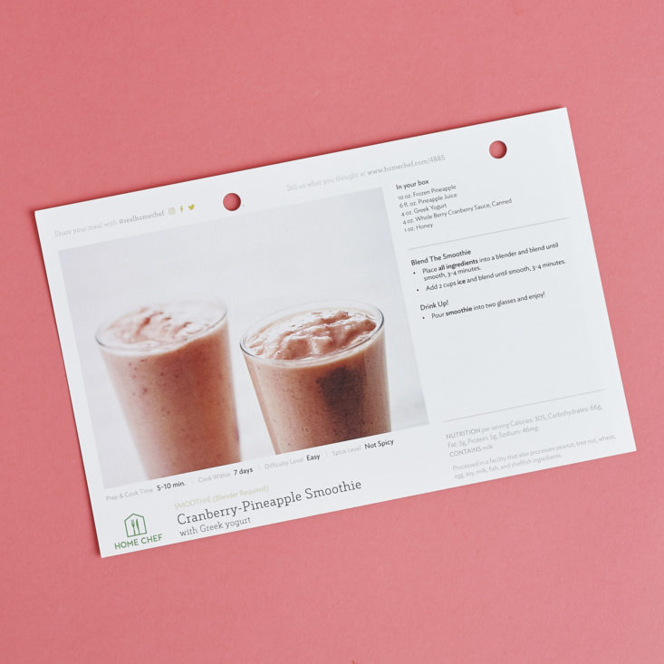 Cranberry-Pineapple Smoothie recipe card