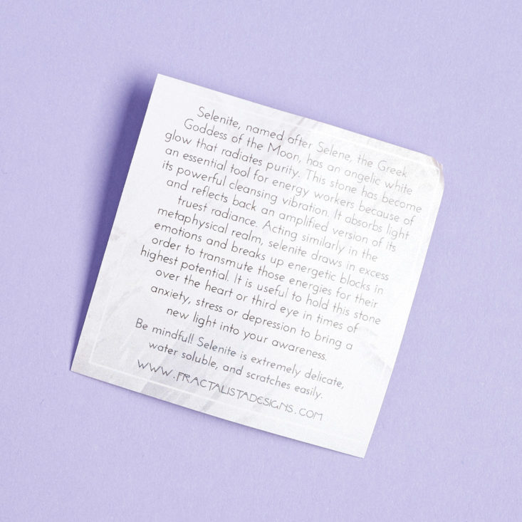 info card about selenite