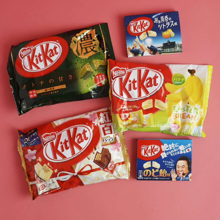 contents of march 2018 My Japan Box Kit Kat