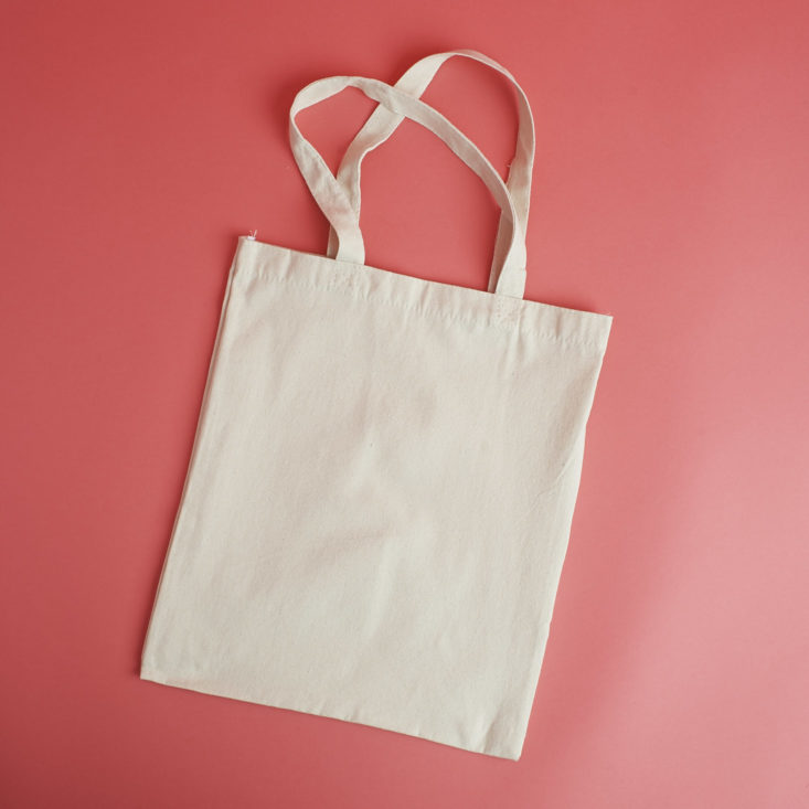 blank side of Let's Run Away cotton tote