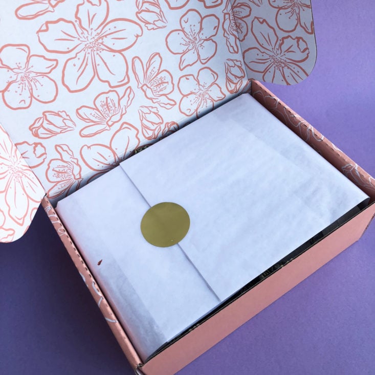 close-up of tissue paper in Peachy Box