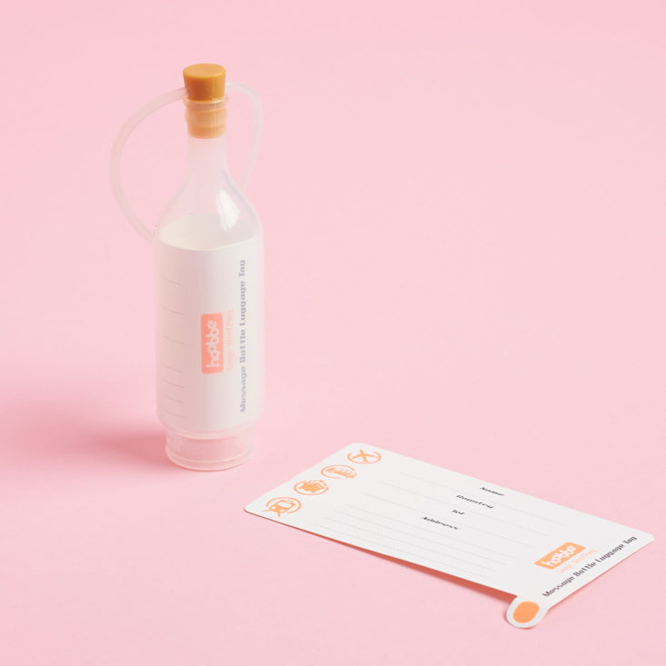message in a bottle luggage tag kit open