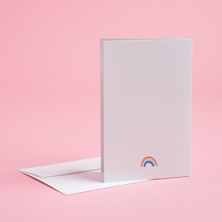 rainbow on back of greeting card