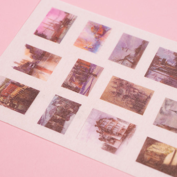 old timey stamp stickers up close