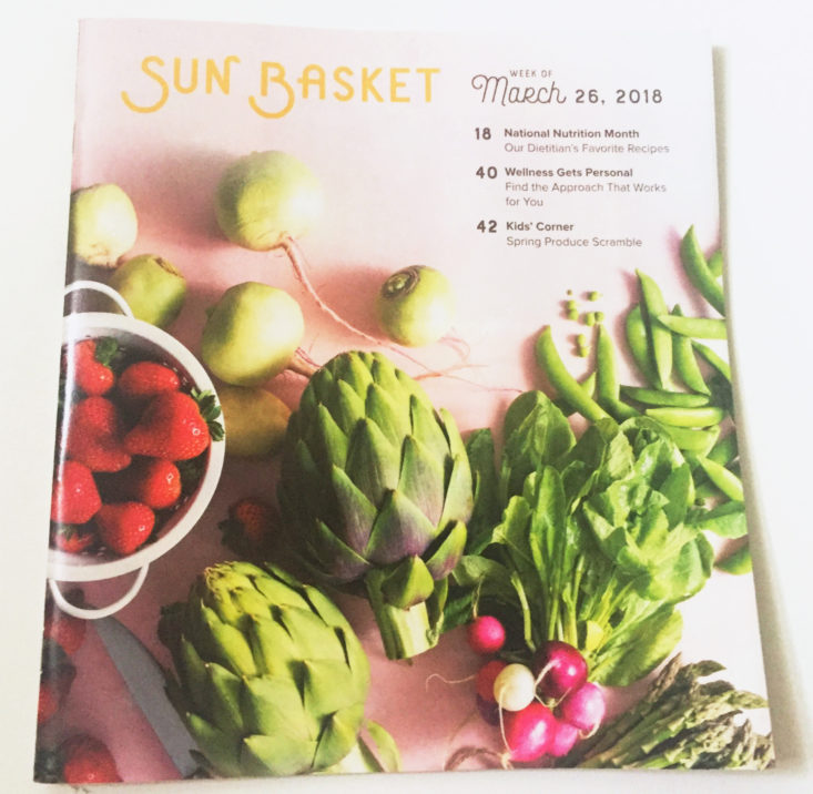 SunBasket March 2018 Recipe book front