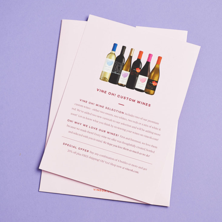 vine oh wines card