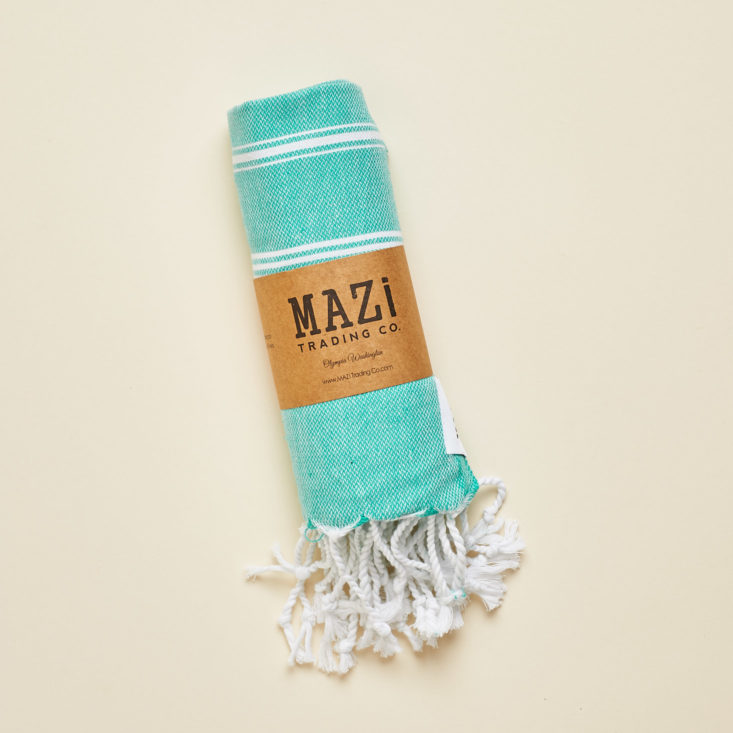 yogi surprise april 2018 wellness subscription box blue towel