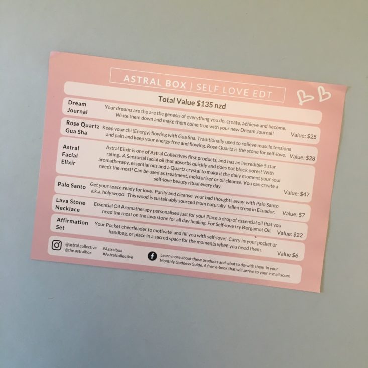 Astral Box April 2018 Packing List