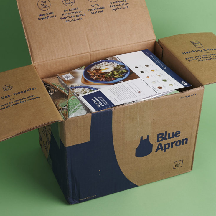 further opened blue apron box