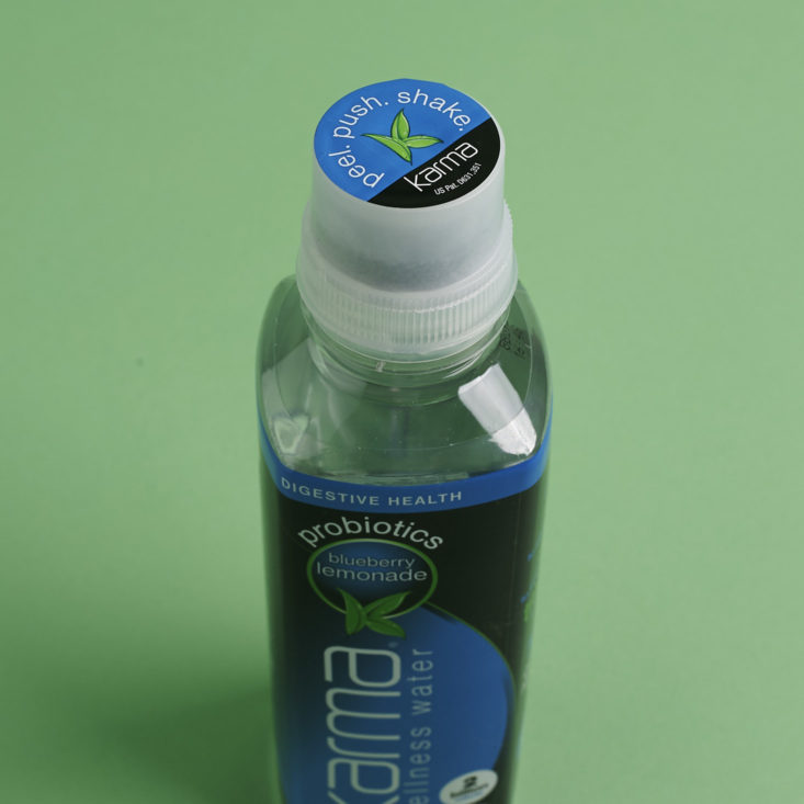 lid of Karma Wellness Water in Blueberry Lemonade
