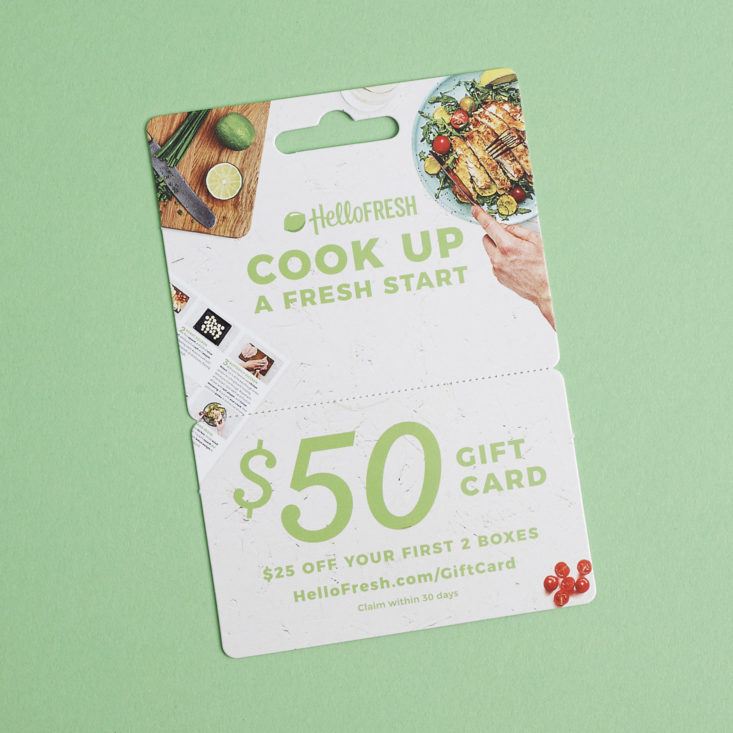 $50 gift card for Hello Fresh
