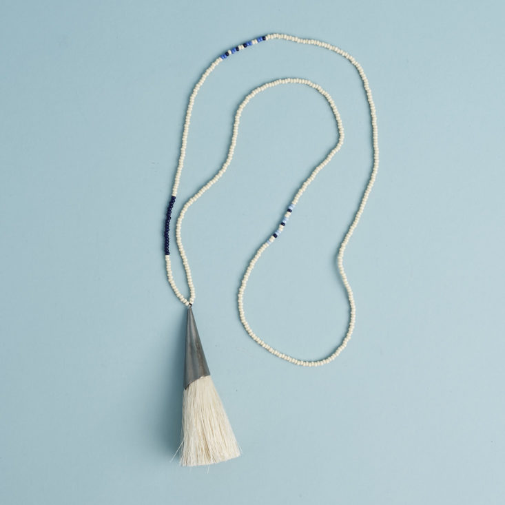 bead and metal tassel necklace