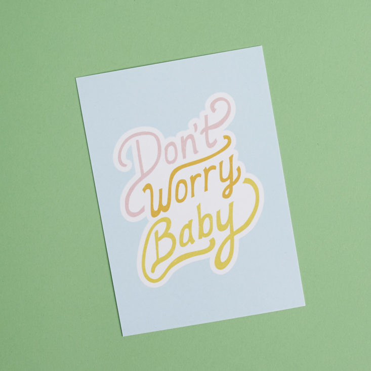 don't worry baby postcard