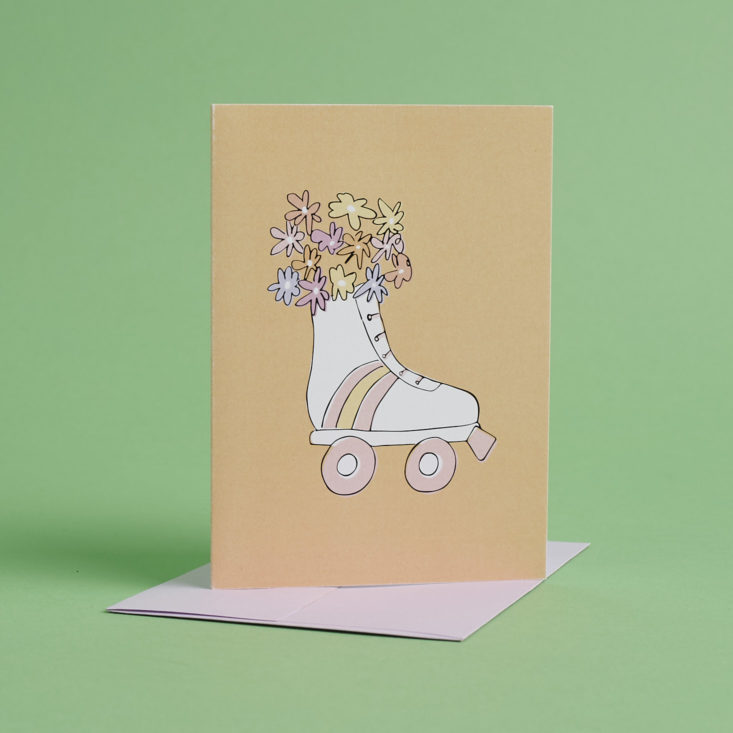 rollerskate full of flowers card
