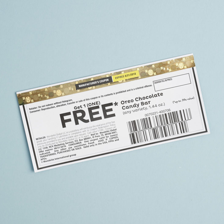 Coupon for free oreo chocolate candy bar