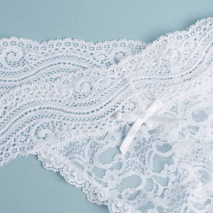 detail of Love Libby White Lace Thong