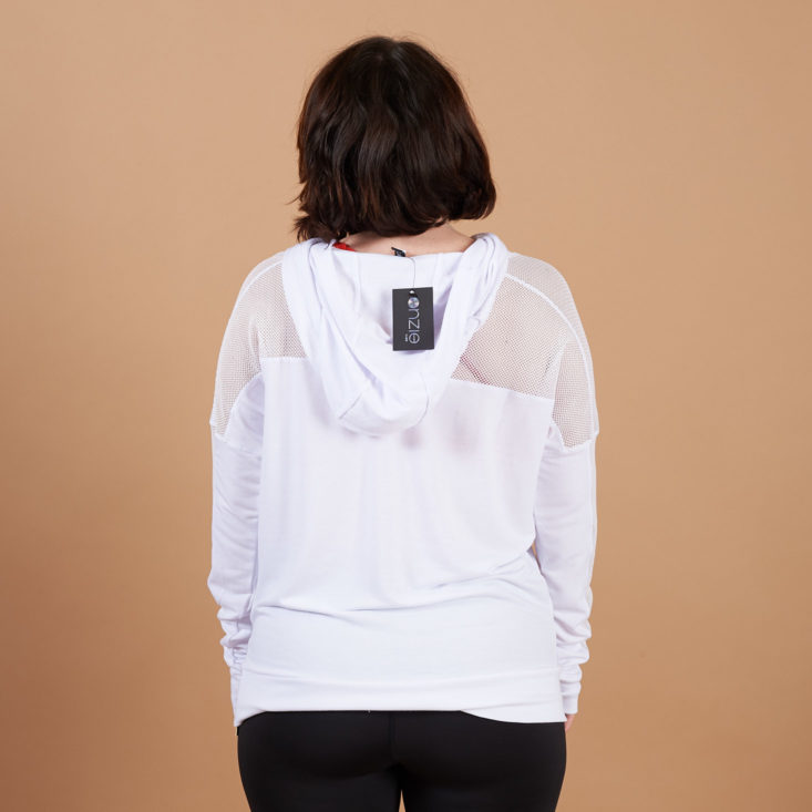 wantable fitness back of white hoodie