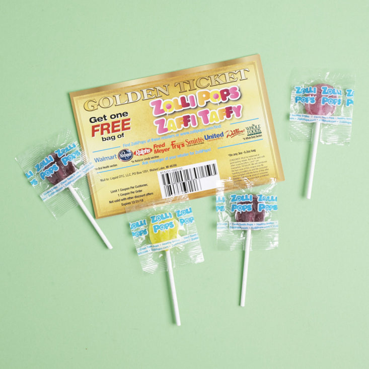 Zollipops samples and coupon