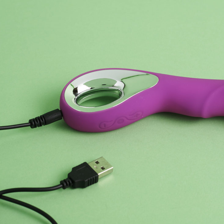 Anna Vibrator with charging cord plugged in