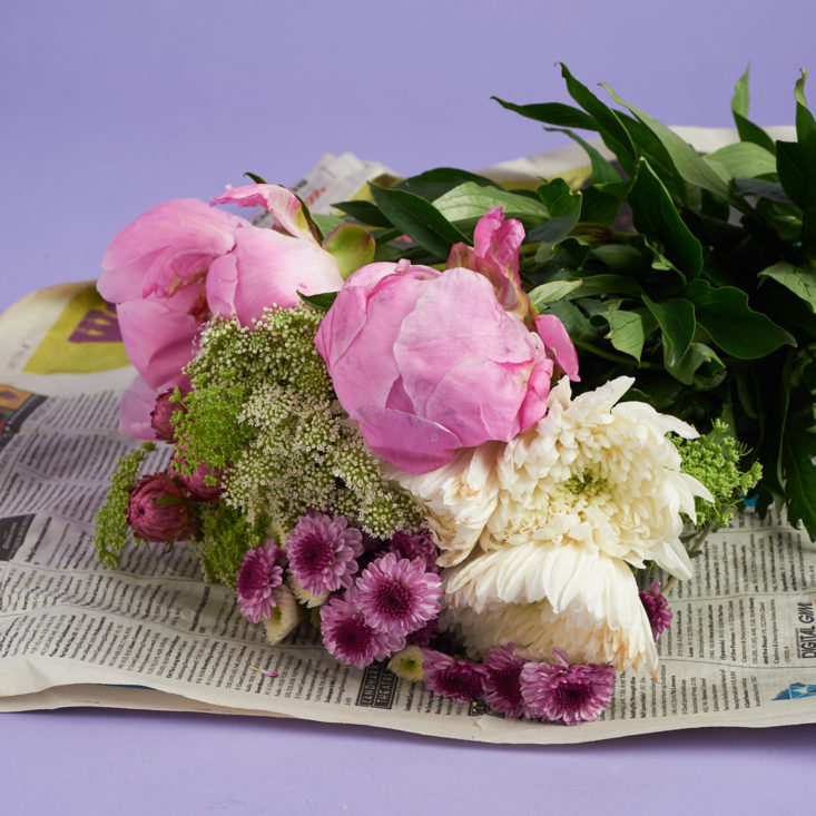 flowers with shipping packaging removed