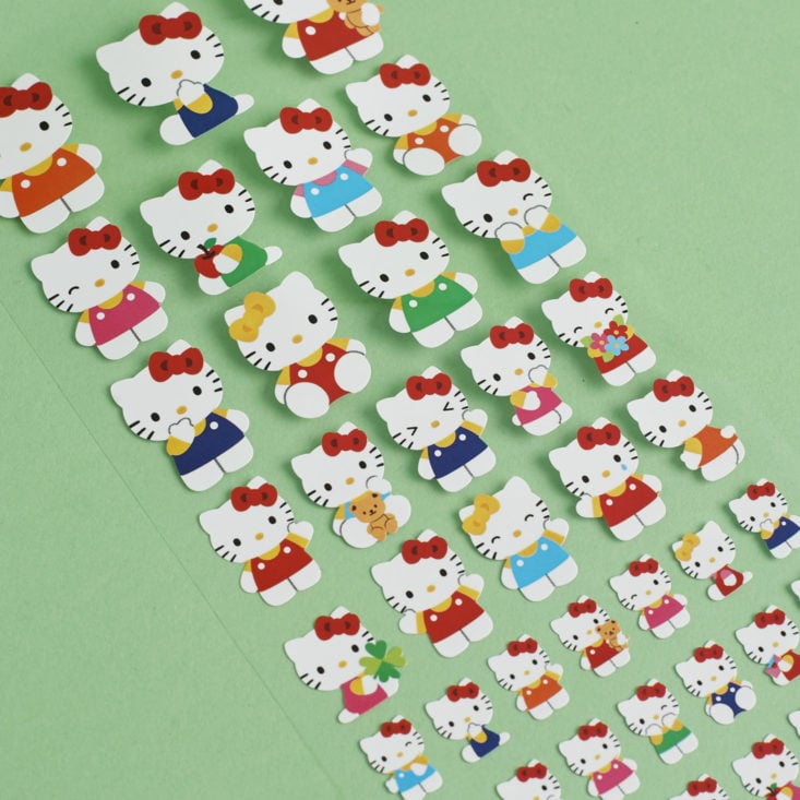 close up of hello kitty stickers