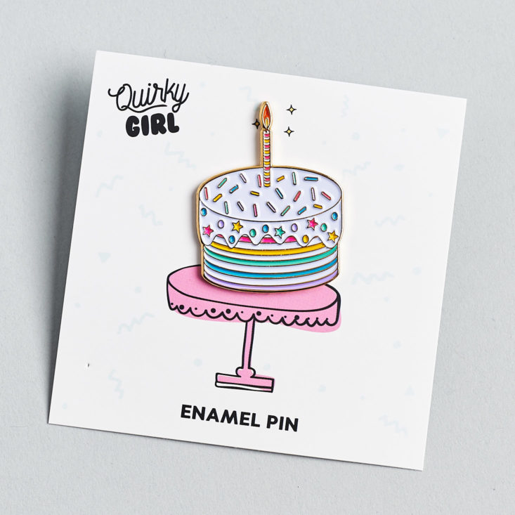 quirky crate birthday cake pin
