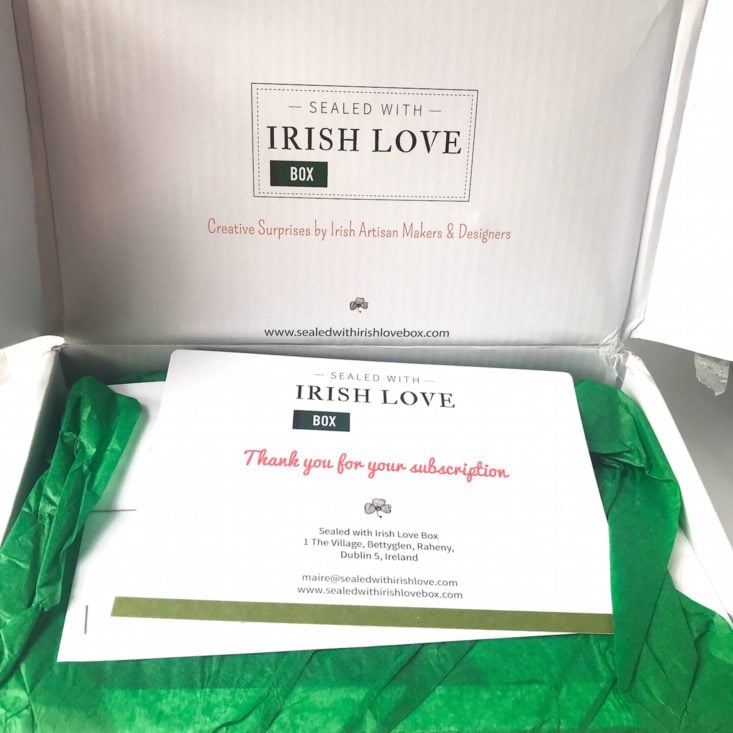 Sealed with Irish Love May 2018 open box