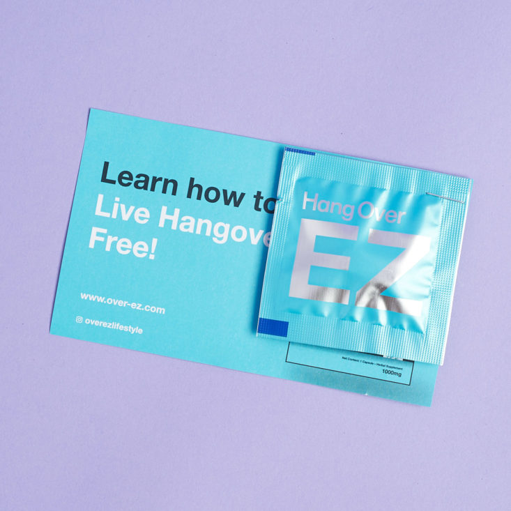 Over EZ Hangover Pill with info card