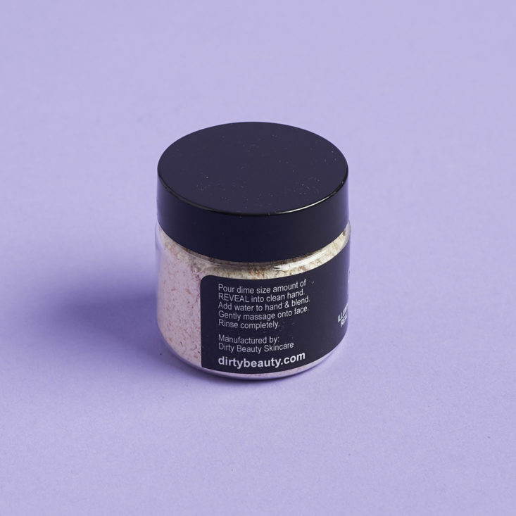 back of Dirty Beauty Reveal Exfoliant