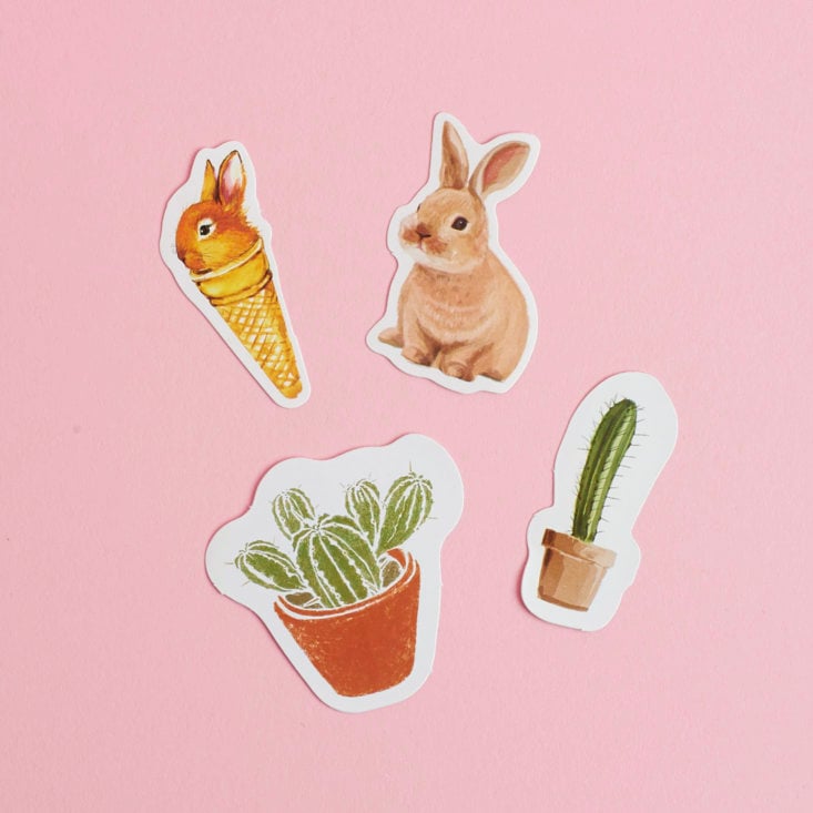 bunny and cactus stickers