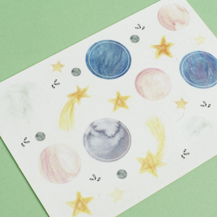 close up of Stars and Planets washi stickers