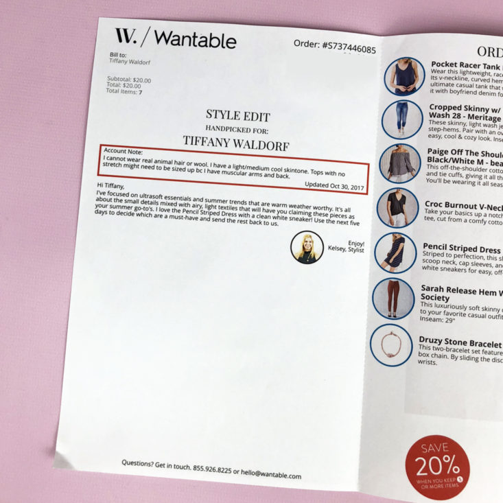 Wantable Style Edit June 2018 - Info 1