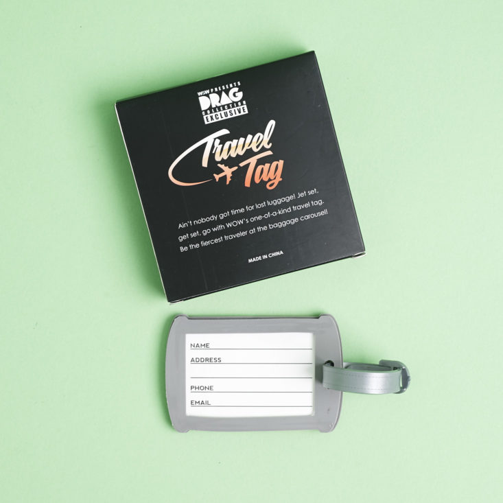 other side of Fiercest Luggage Travel Tag with box