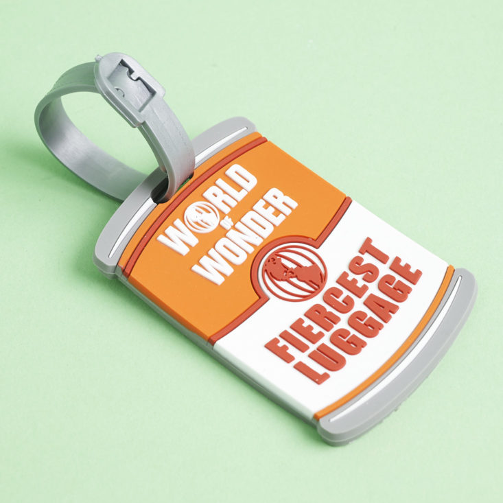close up of Fiercest Luggage Travel Tag