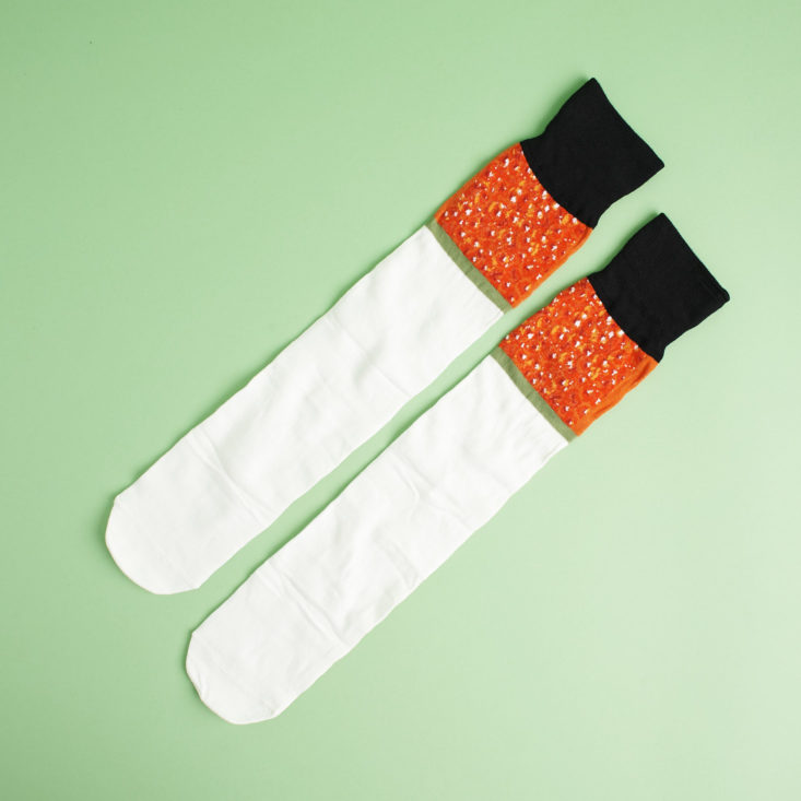 front of unrolled sushi socks