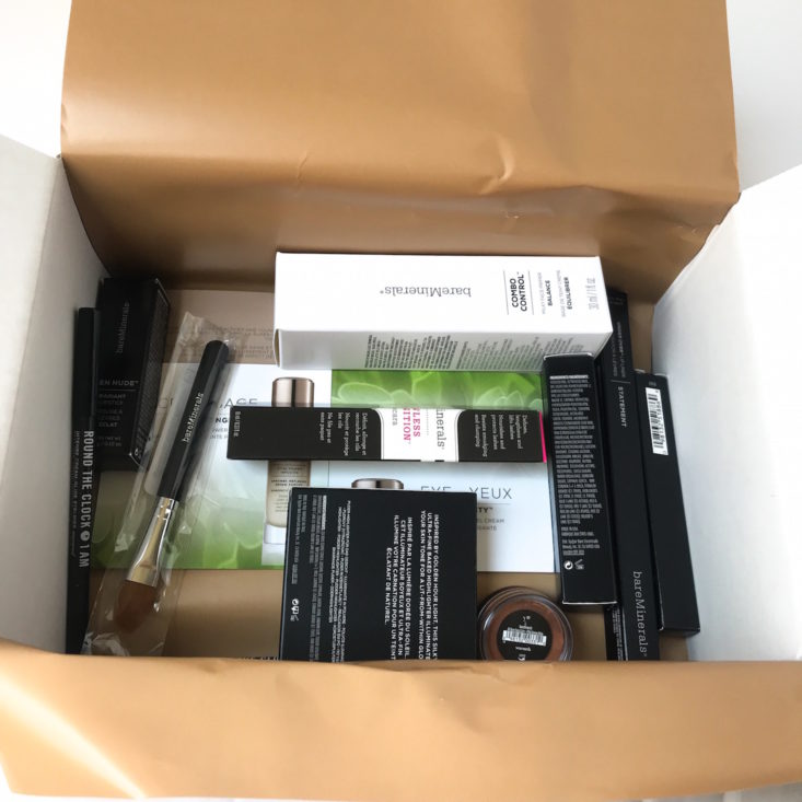 products inside the Bare Minerals box