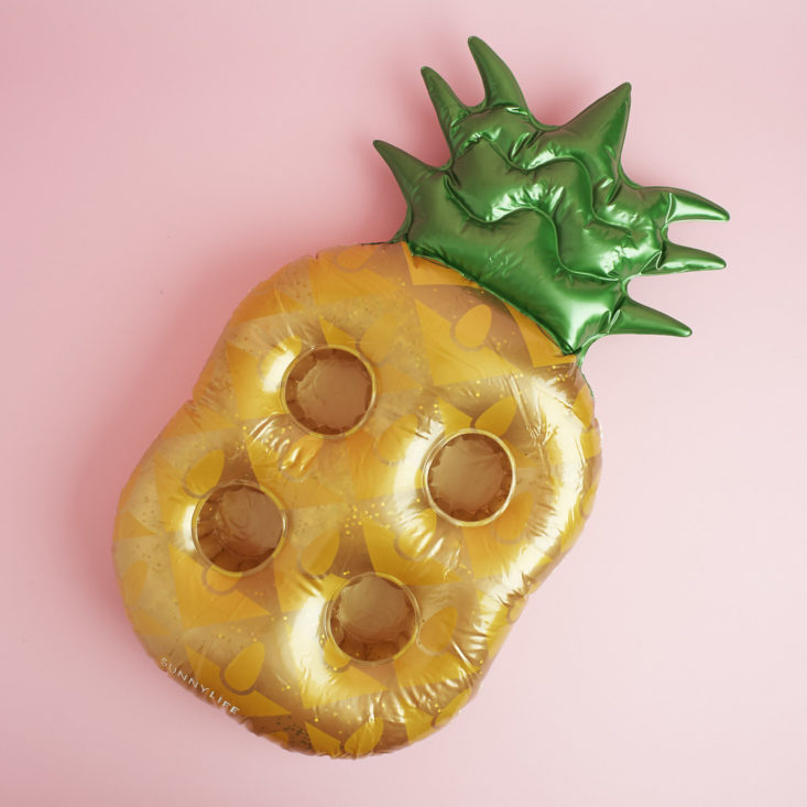 looking down at SunnyLife GOLD GLITTER PINEAPPLE INFLATABLE DRINK HOLDER