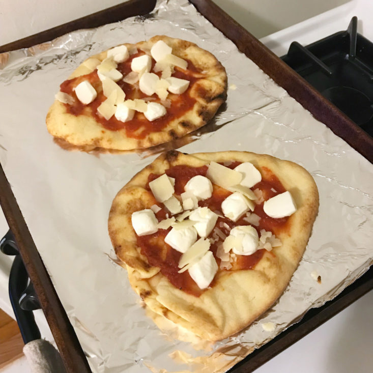 mozzarella and parmesan on flatbread