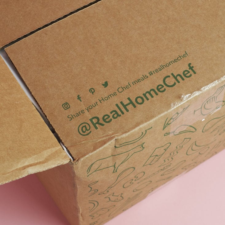 social media handles on Home Chef box flap